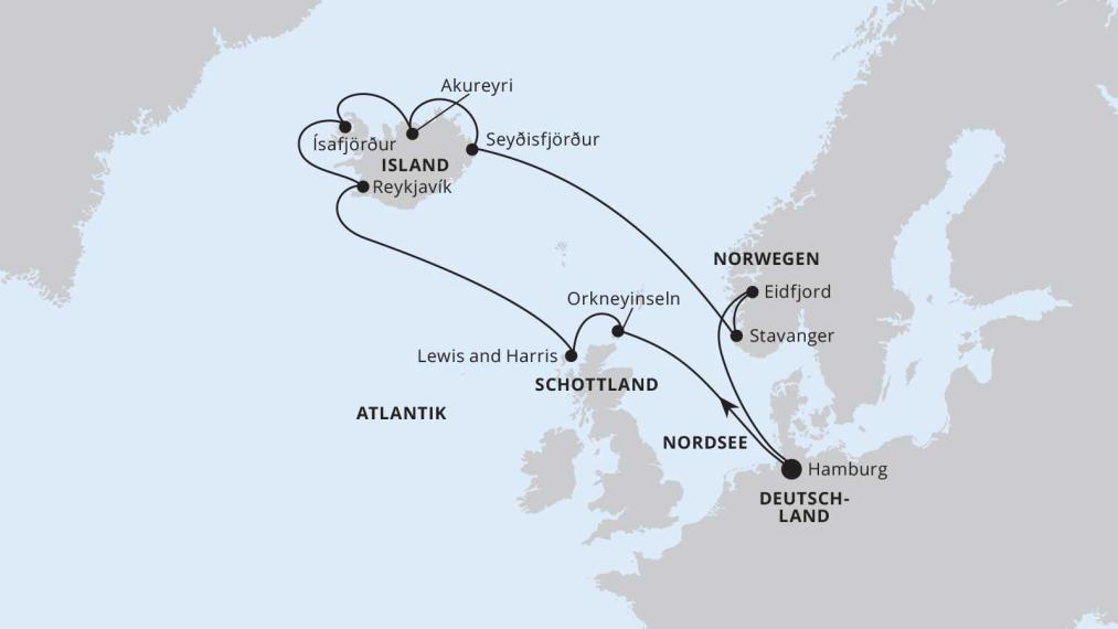 AIDAsol Island, Grossbritannien und Norwegen