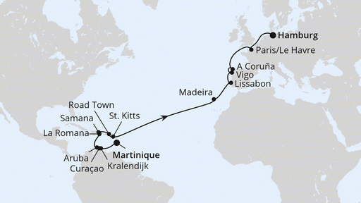 AIDAluna von Martinique nach Hamburg 